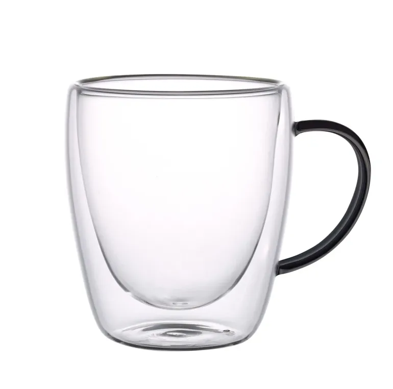 MG HOME | RENZA Zestaw 2 szklanek termicznych z uchem 300 ml / czarne