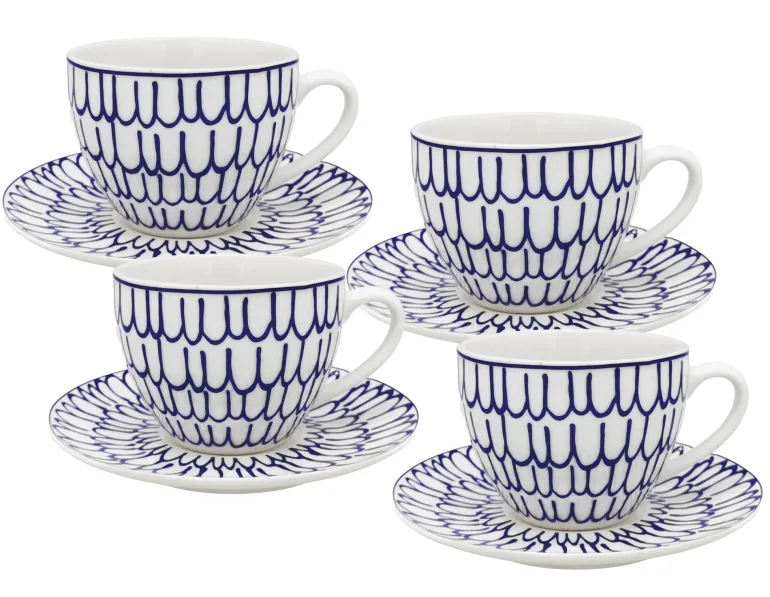 MG HOME | ZESTAW KAWOWY Z PORCELANY FIORI 4x240 ml