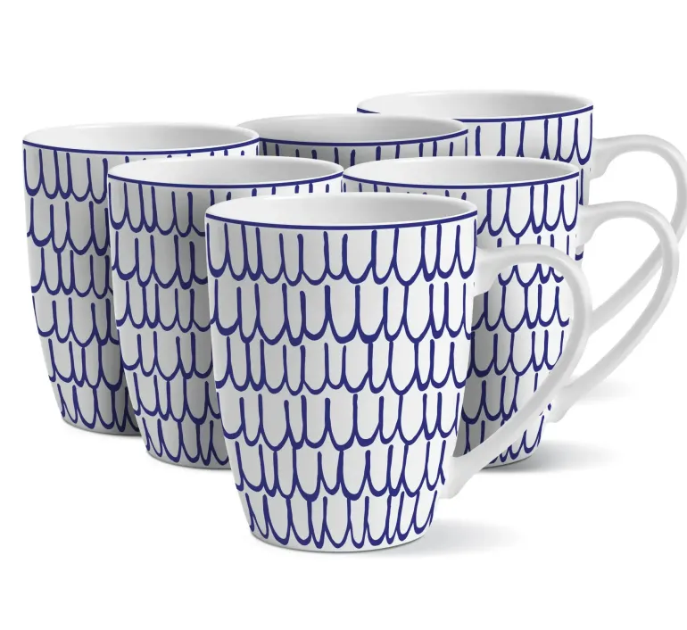 MG HOME | ZESTAW KUBKÓW PORCELANOWYCH FIORI 6x360 ml