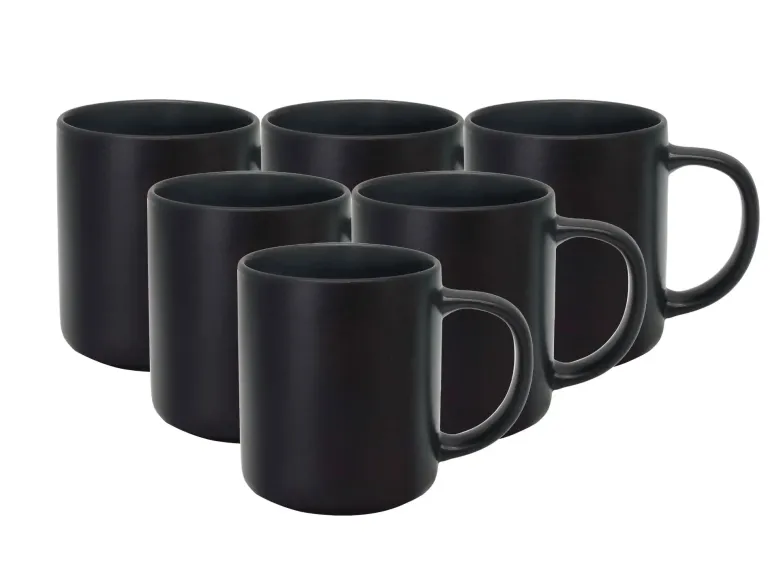 MG HOME | ZESTAW KUBKÓW Z KAMIONKI ARTENA BLACK 6x400 ml