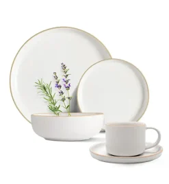 MG HOME | ZESTAW OBIADOWO KAWOWY Z KAMIONKI ARTENA WHITE 20 EL / 4 OS
