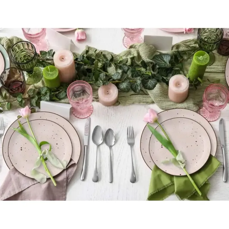 MG HOME | ZESTAW OBIADOWY Z PORCELANY GEMMA PINK 18 EL / 6 OS
