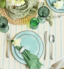 MG HOME | ZESTAW OBIADOWY Z PORCELANY GEMMA GREEN 54 EL / 18 OS