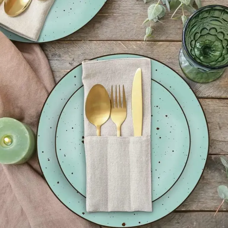 MG HOME | ZESTAW OBIADOWY Z PORCELANY GEMMA GREEN 12 EL / 4 OS
