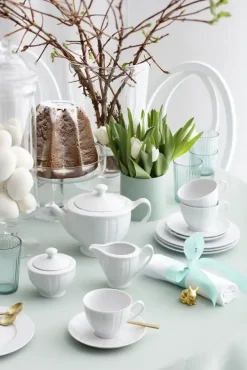 ĆMIELÓW OKTAWA 0001 BIAŁA Zestaw kawowy 21 el / 6 osób / porcelana
