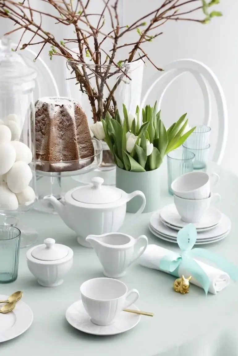 ĆMIELÓW OKTAWA 0001 BIAŁA Zestaw kawowy 21 el / 6 osób / porcelana