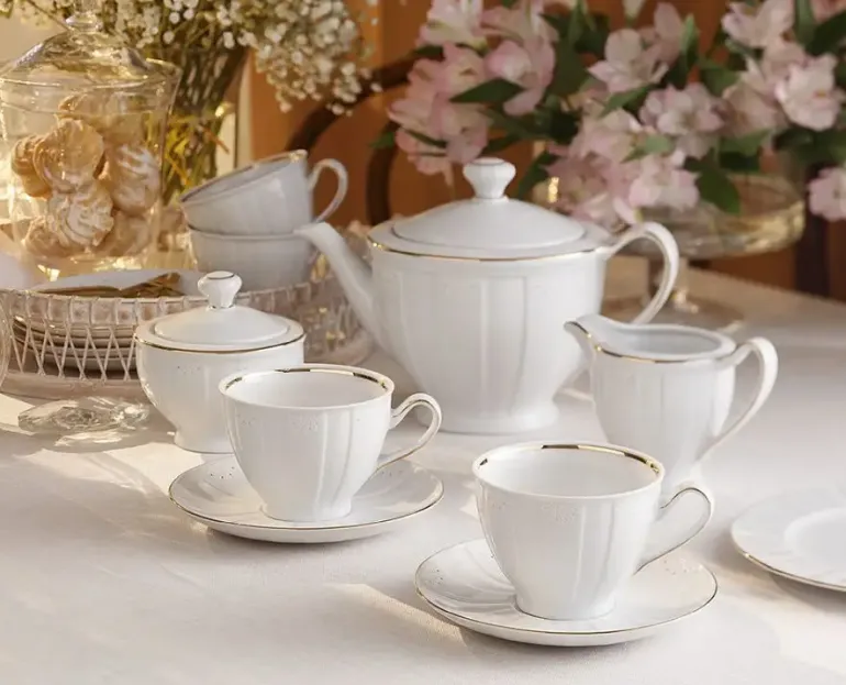 ĆMIELÓW OKTAWA G311 KORONKOWA FINEZJA Zestaw kawowy / do herbaty 18 el / 6 osób / porcelana