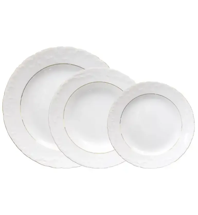 ĆMIELÓW ROCOCO 3604 ZŁOTA LINIA Zestaw obiadowy 18 el / 6 osób / porcelana