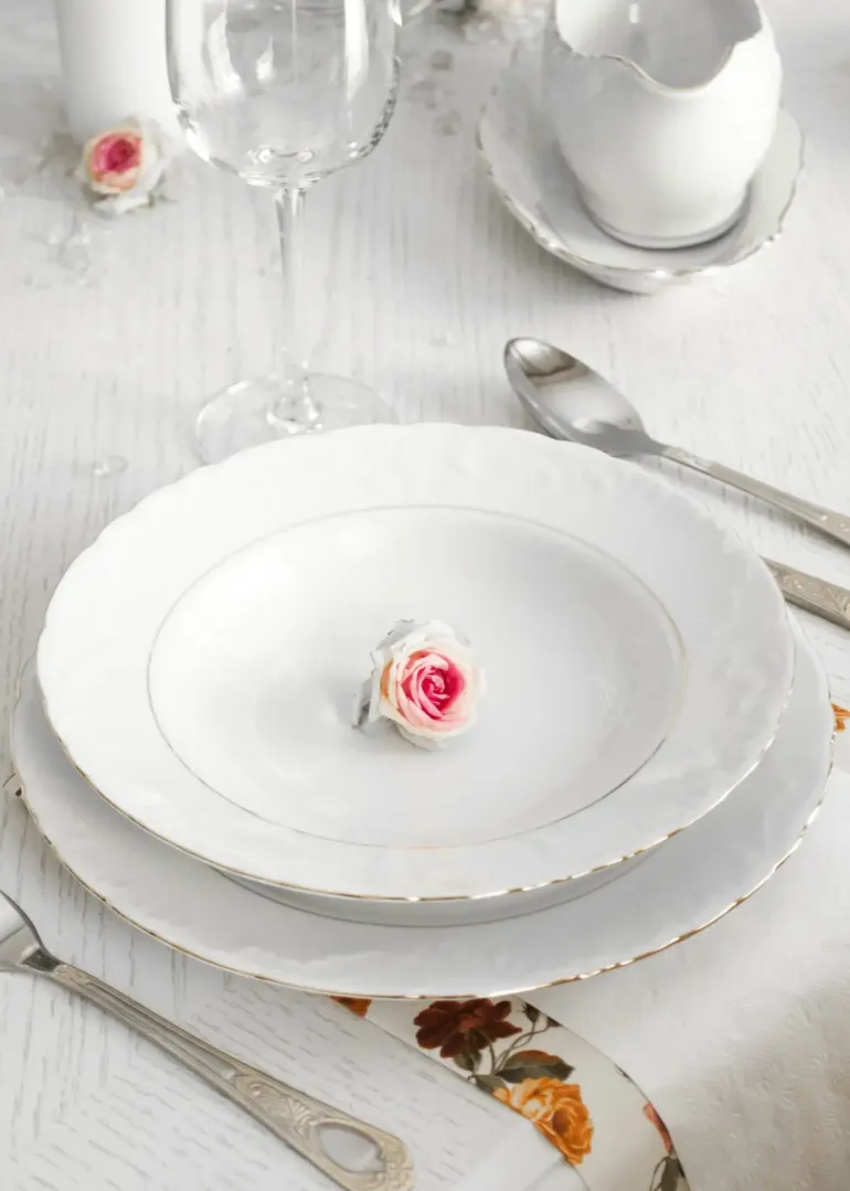 ĆMIELÓW ROCOCO 3604 ZŁOTA LINIA Zestaw obiadowy 18 el / 6 osób / porcelana