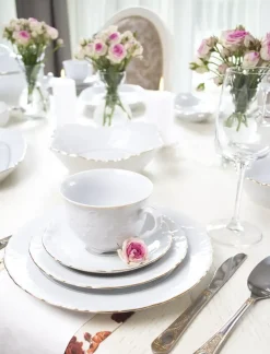 ĆMIELÓW ROCOCO 3604 ZŁOTA LINIA Zestaw obiadowy 18 el / 6 osób / porcelana