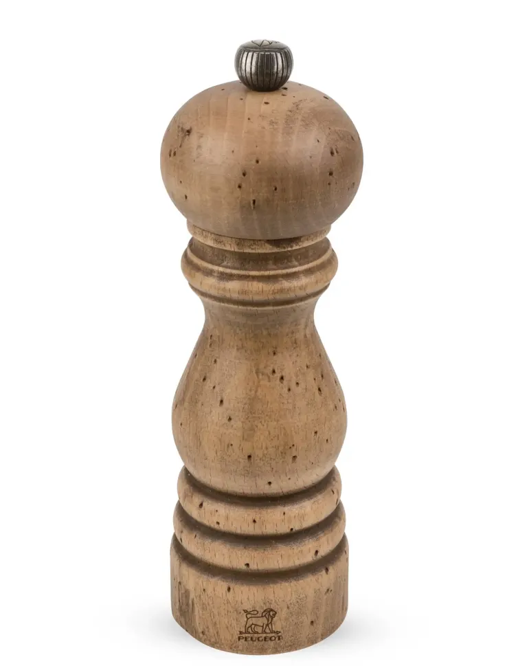 PEUGEOT ANTIQUE Młynek do pieprzu 18 cm / drewno bukowe ręcznie postarzane