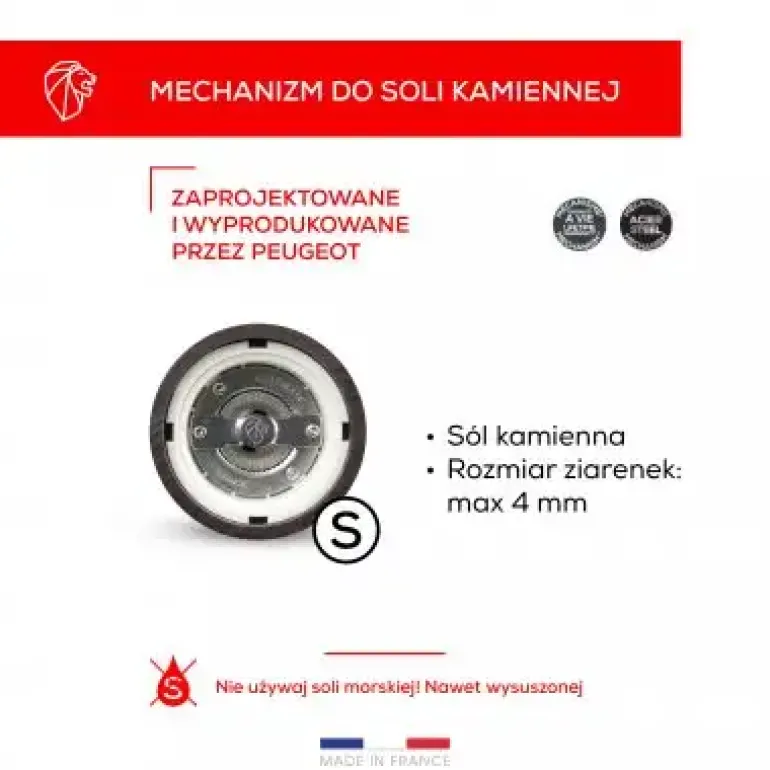 PEUGEOT BISTRO GRAPHITE Młynek do soli 10 cm / drewno bukowe