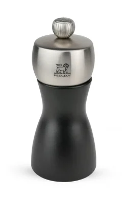 PEUGEOT FIDJI Młynek do pieprzu 12 cm / czarny mat / drewno + stal nierdzewna