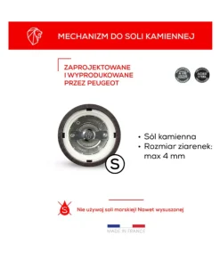 PEUGEOT PARIS NATURE BLACK Młynek do soli 12 cm / drewno bukowe