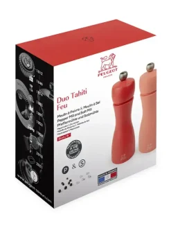 PEUGEOT TAHITI DUO Zestaw młynków do soli i pieprzu 15 cm / drewno bukowe / czerwony