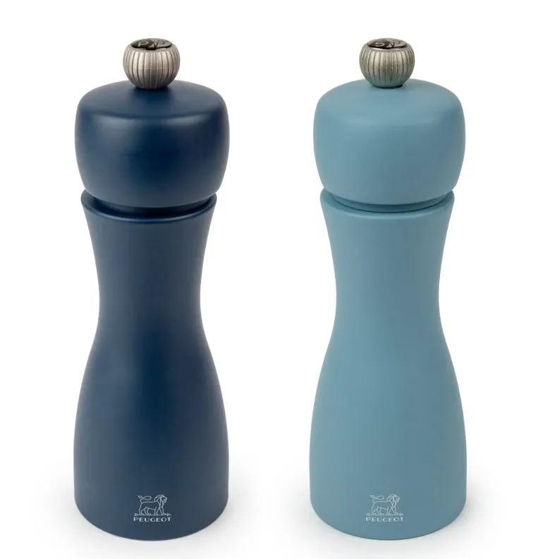 PEUGEOT TAHITI DUO Zestaw młynków do soli i pieprzu 15 cm / drewno bukowe / niebieski