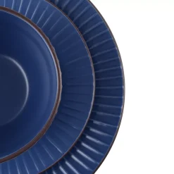 PRIMA DECO BRENTA Komplet obiadowy 36 el dla 12 os / kamionka / granatowy mat