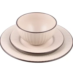 PRIMA DECO BRENTA Komplet obiadowy 18 el dla 6 os / kamionka / kaszmirowy mat