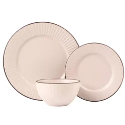 PRIMA DECO BRENTA Komplet obiadowy 18 el dla 6 os / kamionka / kaszmirowy mat