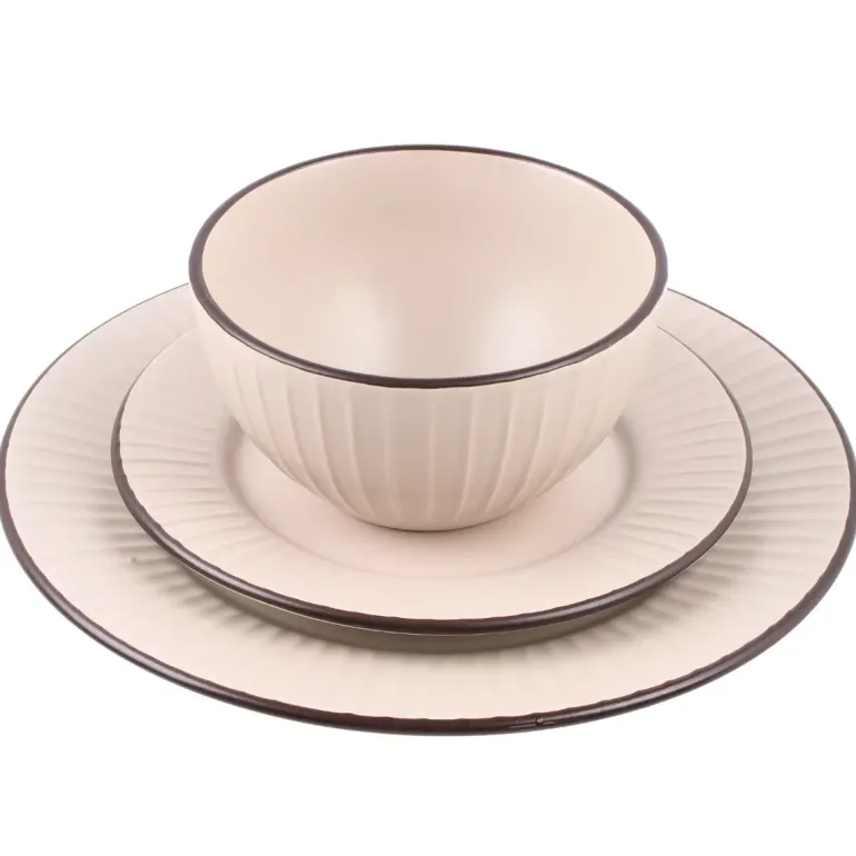 PRIMA DECO BRENTA Komplet obiadowy 54 el dla 18 os / kamionka / kaszmirowy mat