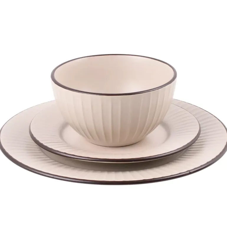 PRIMA DECO BRENTA Komplet obiadowy 54 el dla 18 os / kamionka / kaszmirowy mat