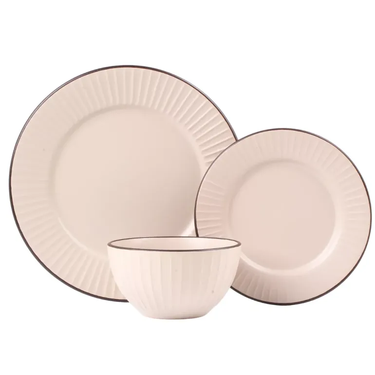 PRIMA DECO BRENTA Komplet obiadowy 54 el dla 18 os / kamionka / kaszmirowy mat