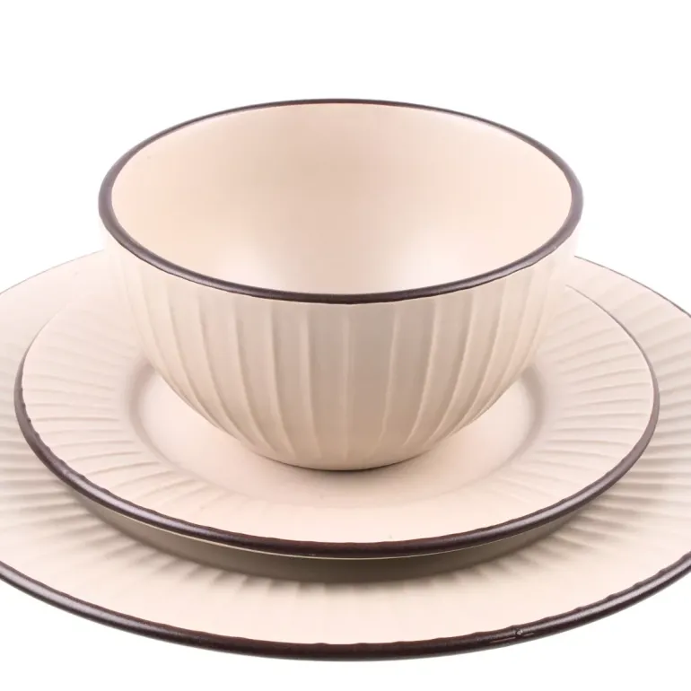 PRIMA DECO BRENTA Komplet obiadowy 54 el dla 18 os / kamionka / kaszmirowy mat
