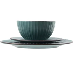 PRIMA DECO BRENTA Komplet obiadowy 18 el dla 6 os / kamionka / morski mat