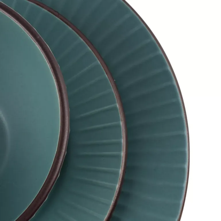 PRIMA DECO BRENTA Komplet obiadowy 18 el dla 6 os / kamionka / morski mat