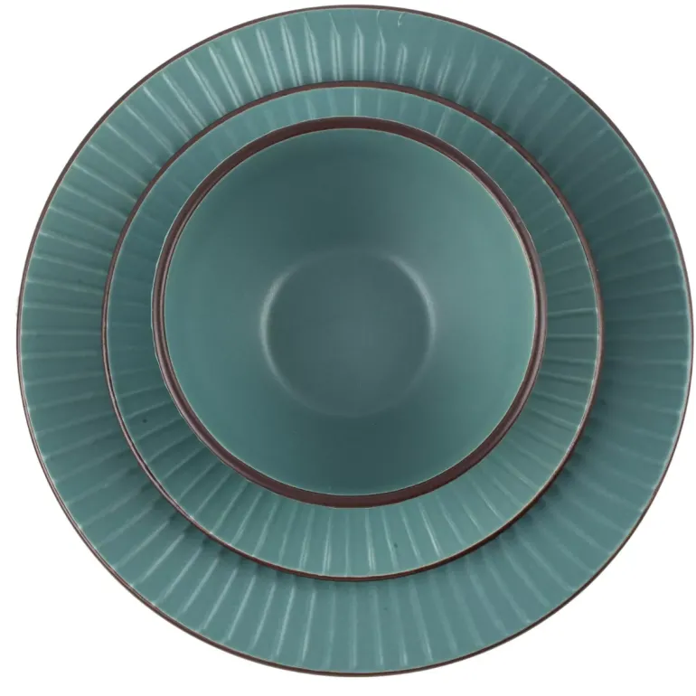 PRIMA DECO BRENTA Komplet obiadowy 54 el dla 18 os / kamionka / morski mat