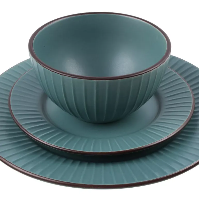 PRIMA DECO BRENTA Komplet obiadowy 54 el dla 18 os / kamionka / morski mat