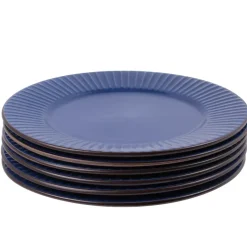 PRIMA DECO BRENTA Komplet obiadowy 18 el dla 6 os / kamionka / granatowy mat