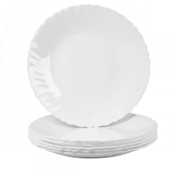 PRIMA DECO CARBO Komplet obiadowy 36 el dla 12 os / biały / karbowany rant / szkło hartowane