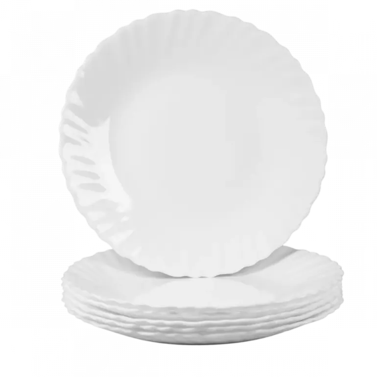 PRIMA DECO CARBO Komplet obiadowy 36 el dla 12 os / biały / karbowany rant / szkło hartowane