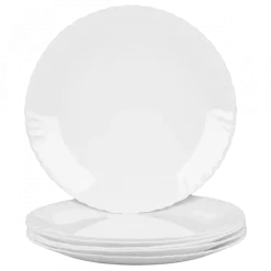 PRIMA DECO CARBO Komplet obiadowy 18 el dla 6 os / biały / karbowany rant / szkło hartowane