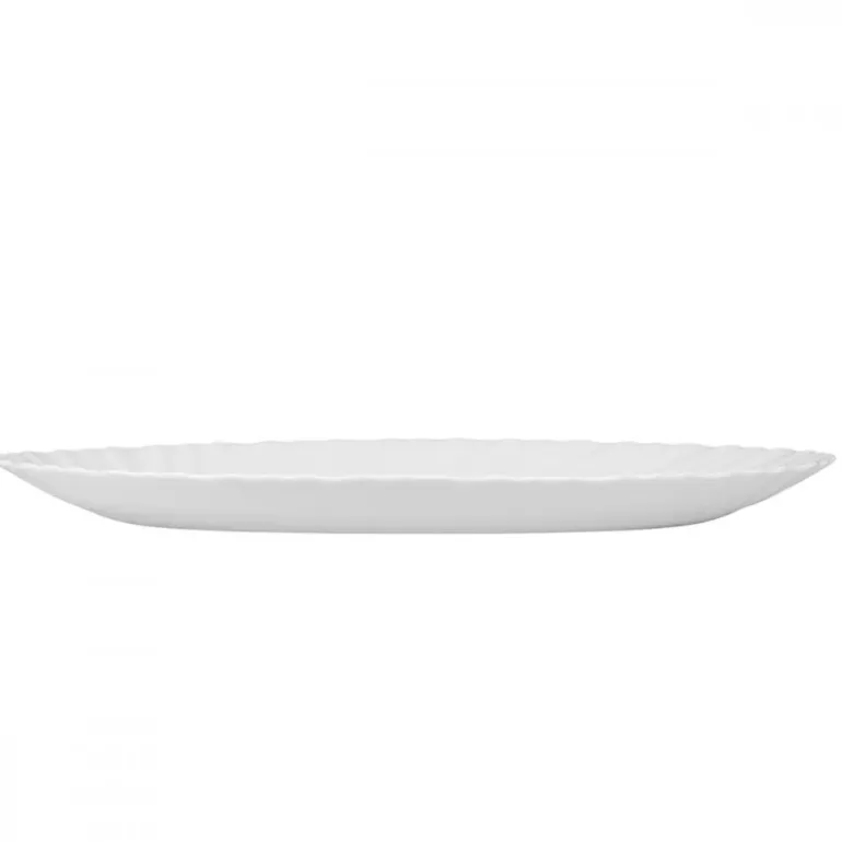 PRIMA DECO CARBO Półmisek owalny 31x22 cm / biały / karbowany rant / szkło hartowane