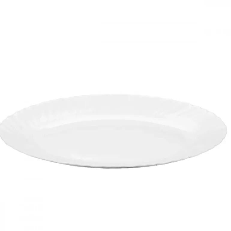 PRIMA DECO CARBO Półmisek owalny 31x22 cm / biały / karbowany rant / szkło hartowane