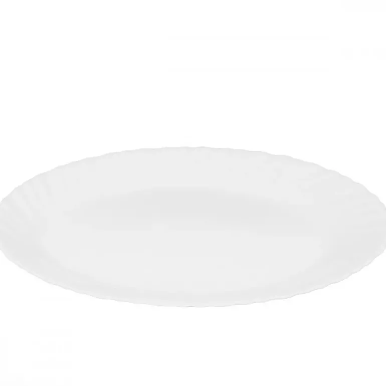 PRIMA DECO CARBO Półmisek owalny 20x15,5 cm / biały / karbowany rant / szkło hartowane
