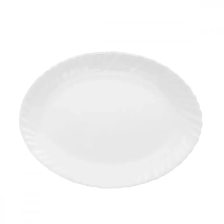 PRIMA DECO CARBO Półmisek owalny 20x15,5 cm / biały / karbowany rant / szkło hartowane