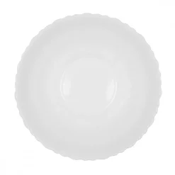 PRIMA DECO CARBO Salaterka 23 cm / biała / karbowany rant / szkło hartowane