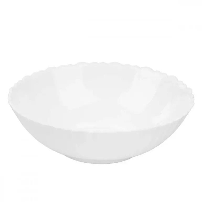 PRIMA DECO CARBO Salaterka 18 cm / biała / karbowany rant / szkło hartowane