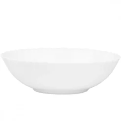 PRIMA DECO CARBO Salaterka 18 cm / biała / karbowany rant / szkło hartowane
