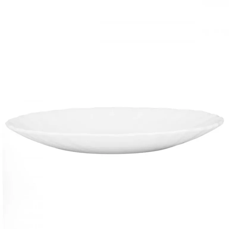 PRIMA DECO CARBO Talerz deserowy 15 cm / biały / karbowany rant / szkło hartowane