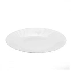 PRIMA DECO CARBO Talerz deserowy 15 cm / biały / karbowany rant / szkło hartowane