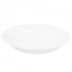 PRIMA DECO CARBO Talerz głęboki do zupy 22 cm / biały / karbowany rant / szkło hartowane