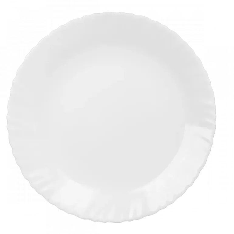 PRIMA DECO CARBO Talerz obiadowy 25 cm / biały / karbowany rant / szkło hartowane