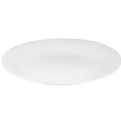 PRIMA DECO CARBO Talerz obiadowy 25 cm / biały / karbowany rant / szkło hartowane