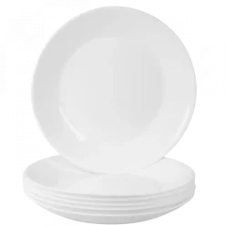PRIMA DECO CLASSIC Komplet obiadowy OPALEX 54 el dla 18 os / z miseczką / biały / szkło hartowane