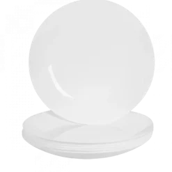 PRIMA DECO CLASSIC Komplet obiadowy OPALEX 36 el dla 12 os / z miseczką / biały / szkło hartowane