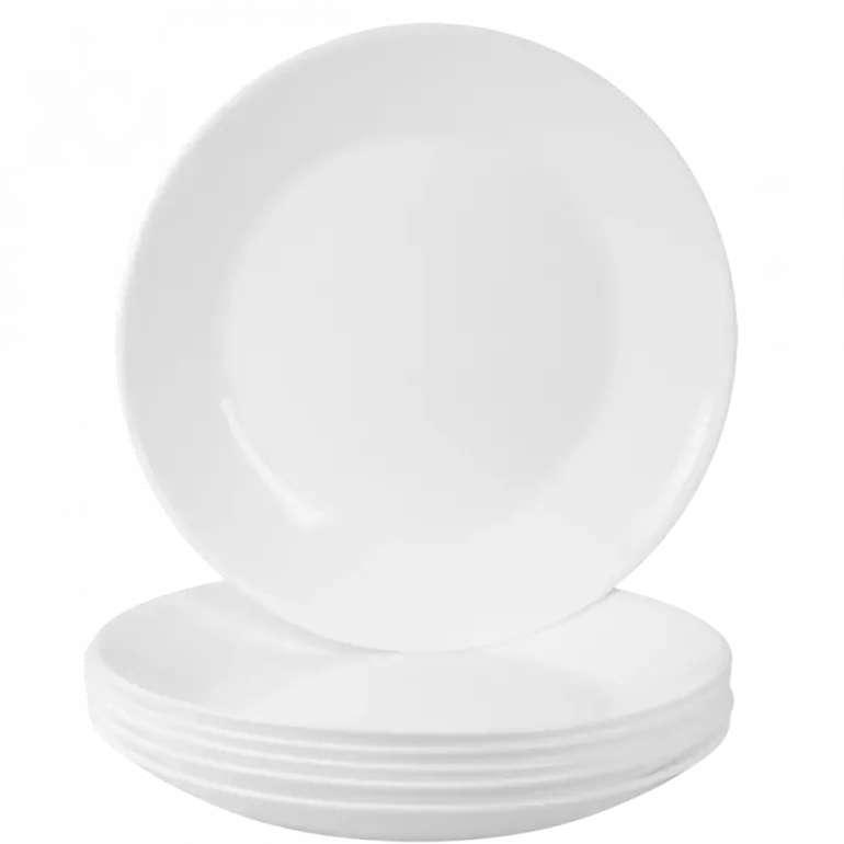 PRIMA DECO CLASSIC Komplet obiadowy OPALEX 18 el dla 6 os / z miseczką / biały / szkło hartowane
